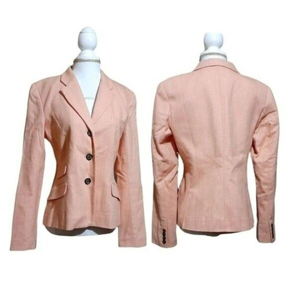 Vineyard Vines Women's 3 Button Notched Lapel Cotton Blazer Jacket Orange Size 8 - Picture 2 of 7